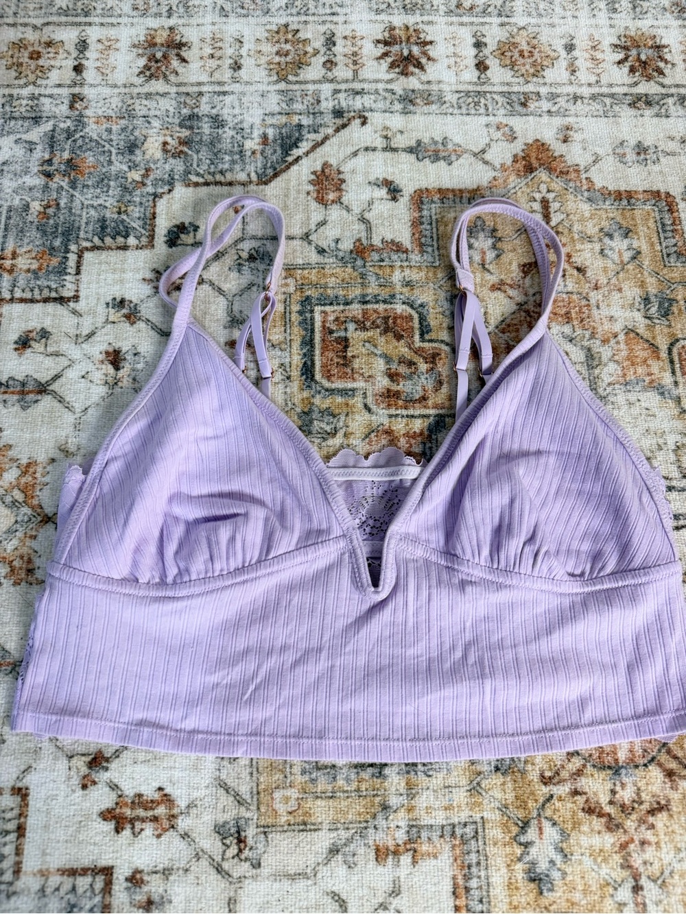 Aerie triangle bralette light purple lace back